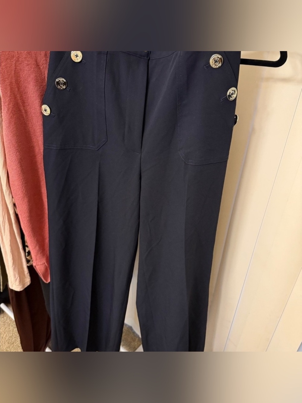 Tommy Hilfiger Dark Blue Trousers with Button Details Size 10 NWT